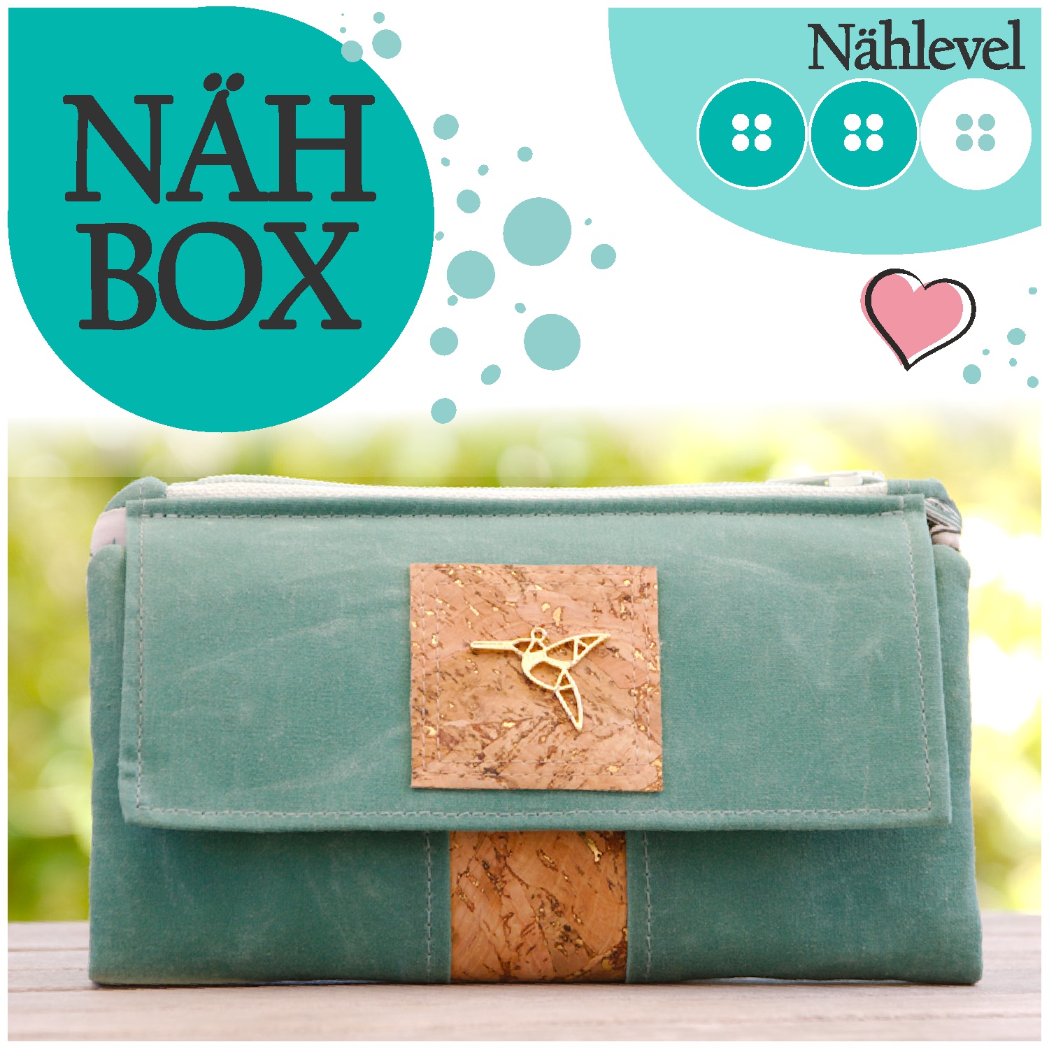 Nähbox Geldbörse 'Waxed Smaragd'