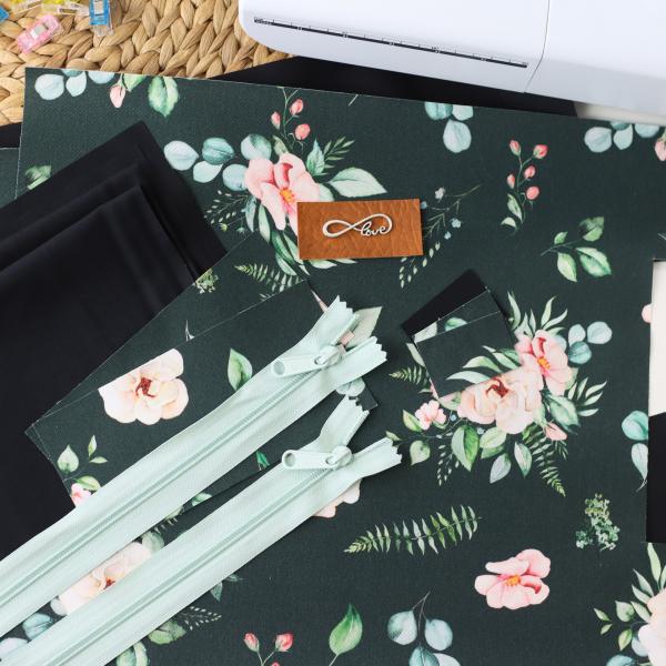 Preview: Nähset Boxybag 'Maxi' - Aquarell dunkelgrün