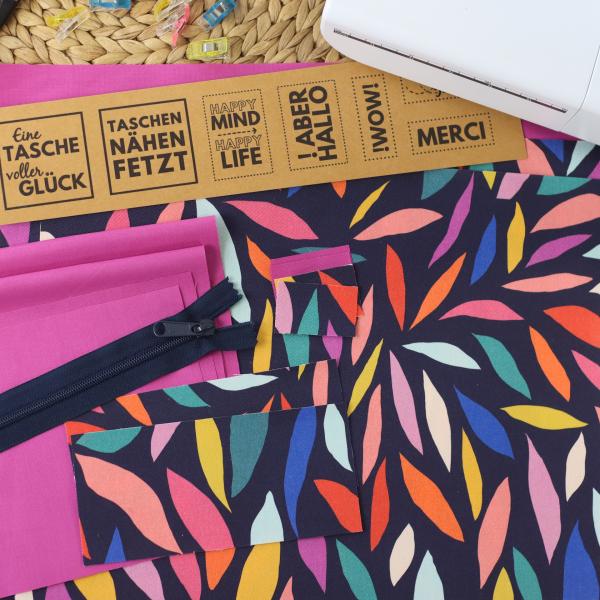 Preview: Nähset Boxybag 'Maxi' - Farbenfroh inkl. Labelset 'Statement'