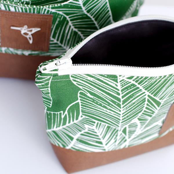 Nähbox Kosmetiktasche - Blattwerk grün
