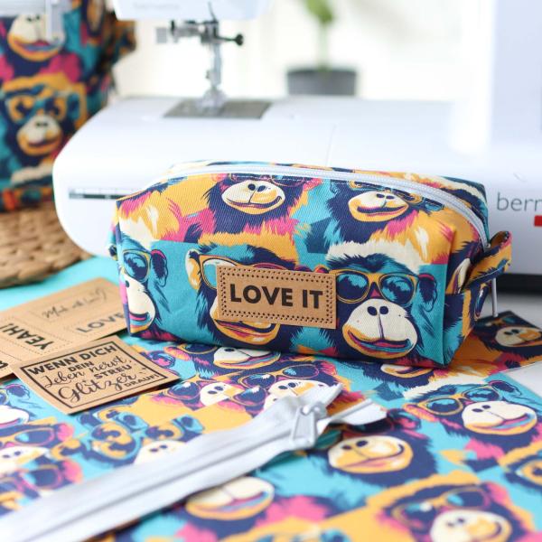 Preview: Nähset Boxybag 'Mini' - Affentheater inkl. Labelset 'C'est la vie!'