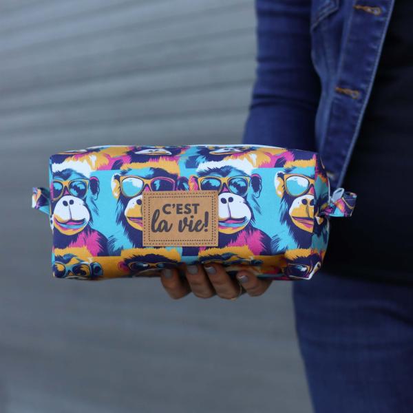 Preview: Nähset Boxybag 'Medium' - Affentheater inkl. Labelset 'C'est la vie!'