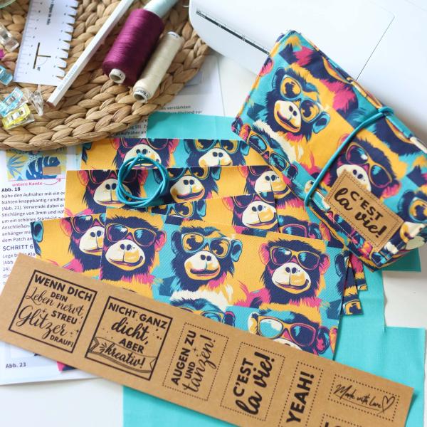 Preview: Nähset Minibag - Affentheater inkl. Labelset 'C'est la vie!'
