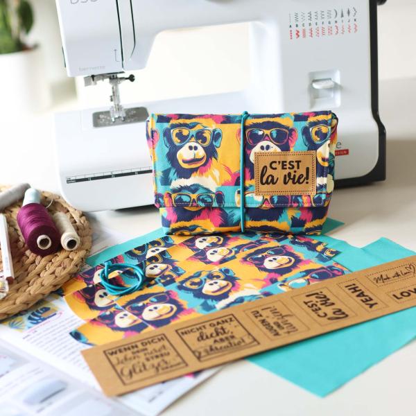 Preview: Nähset Minibag - Affentheater inkl. Labelset 'C'est la vie!'