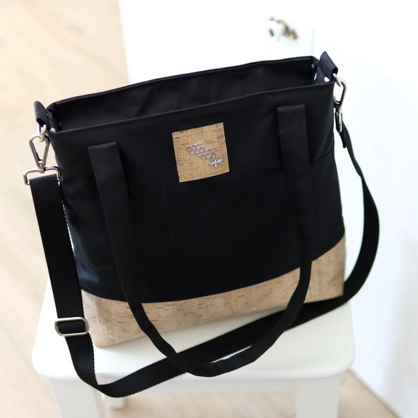 Nähbox Shopper - Waxed Black & Kork