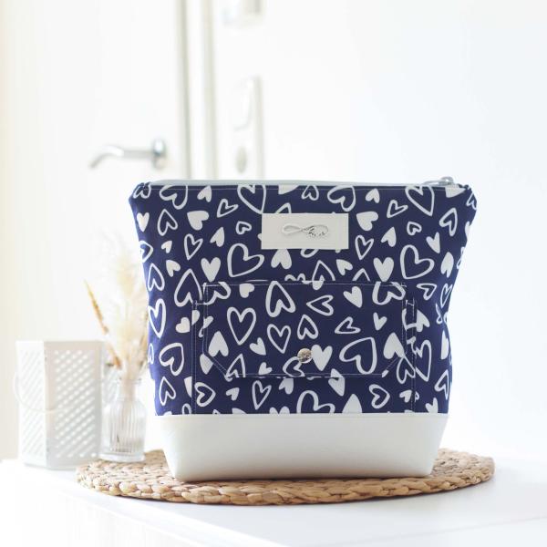 Nähbox große Kosmetiktasche - Lieblingsstück navy