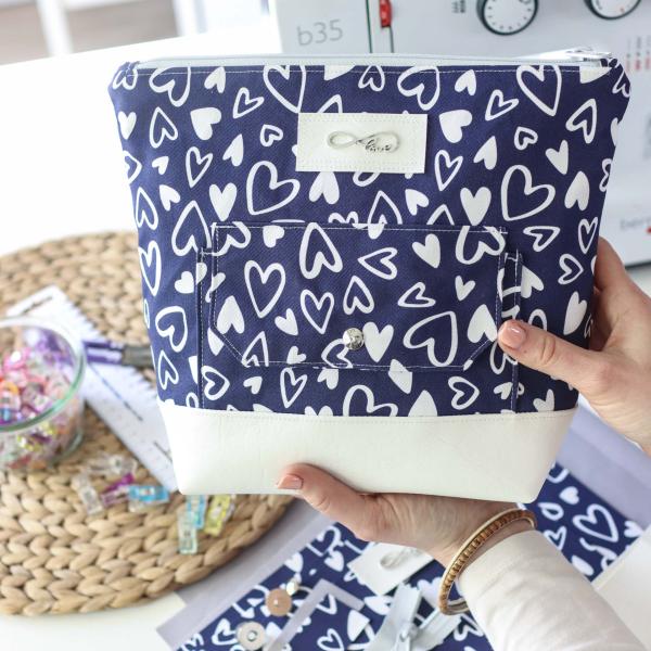 Preview: Nähbox große Kosmetiktasche - Lieblingsstück navy