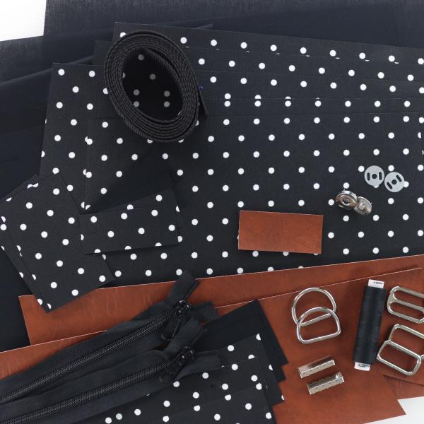 Nähset Tasche 'Katie' - Punkte schwarz