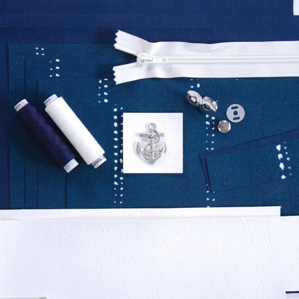 Nähbox große Kosmetiktasche - Waterdrops Navy