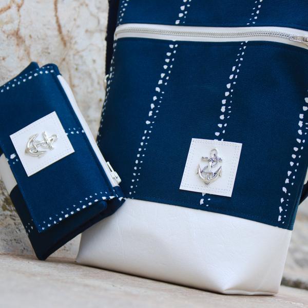 Nähbox Set - Umhängetasche & Geldbörse - Waterdrops Navy