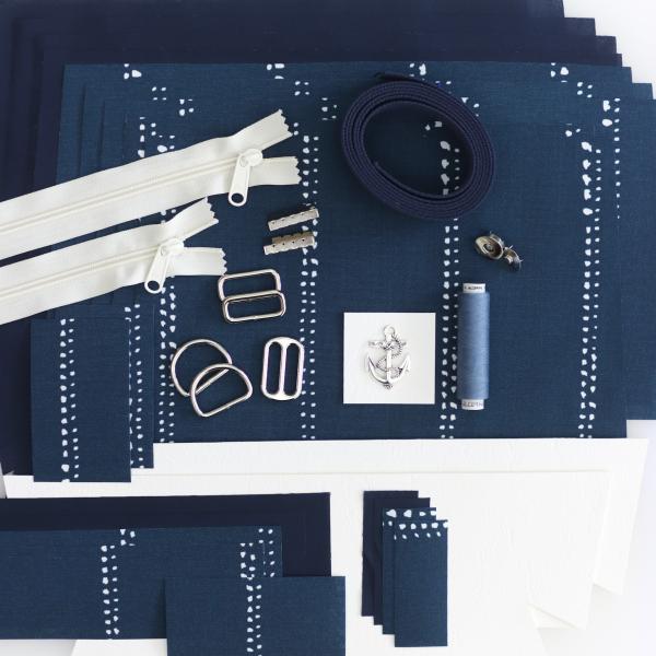 Preview: Nähset Tasche 'Katie' - Waterdrops Navy