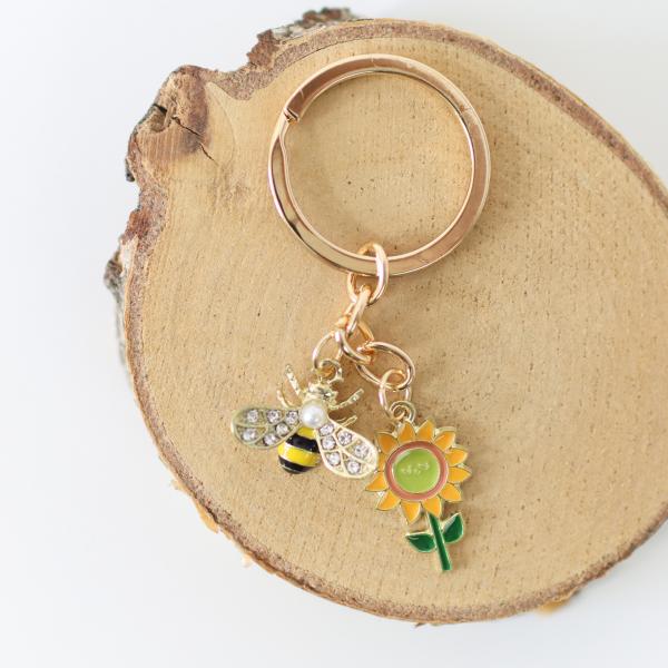 Schlüsselanhänger, vergoldet - Bienchen