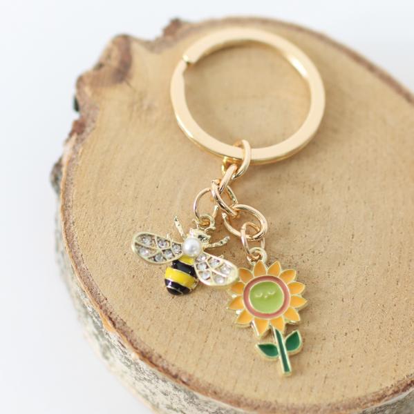Preview: Schlüsselanhänger, vergoldet - Bienchen