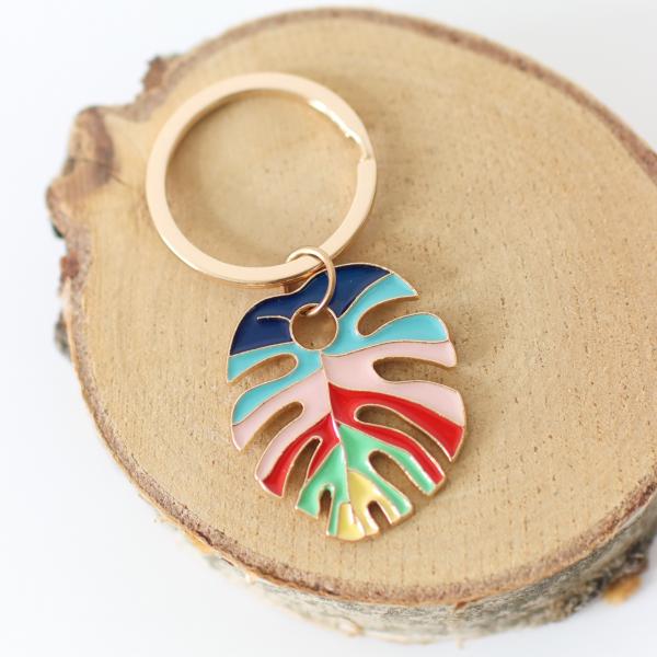 Schlüsselanhänger, vergoldet - Monstera Blatt