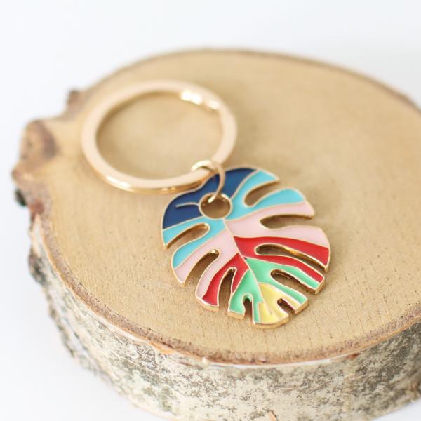 Preview: Schlüsselanhänger, vergoldet - Monstera Blatt