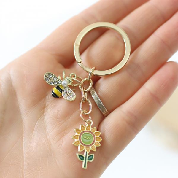 Preview: Schlüsselanhänger, vergoldet - Bienchen