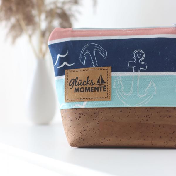 Nähbox Kosmetiktasche - Anker & Meer inkl. Labelset 'Anker'