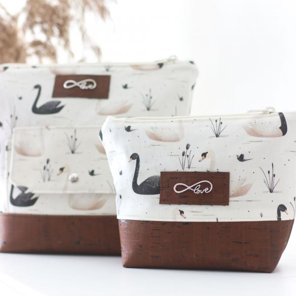 Nähbox große Kosmetiktasche - Schwäne