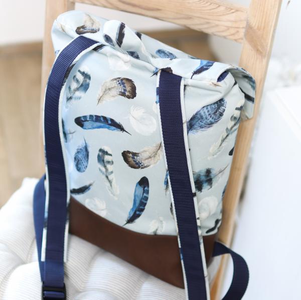 Nähbox Rucksack - Feathers Blue