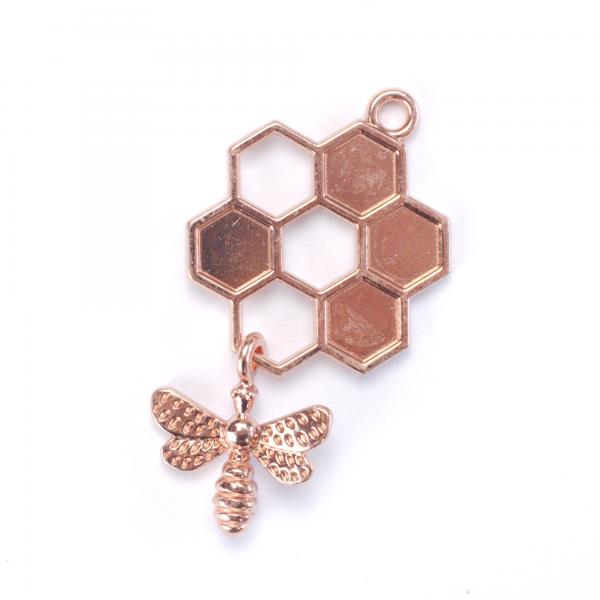 Kleine Wabe mit Biene, rosègold