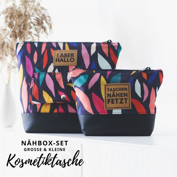 Nähbox große Kosmetiktasche - Farbenfroh inkl. Labelset 'Statement'