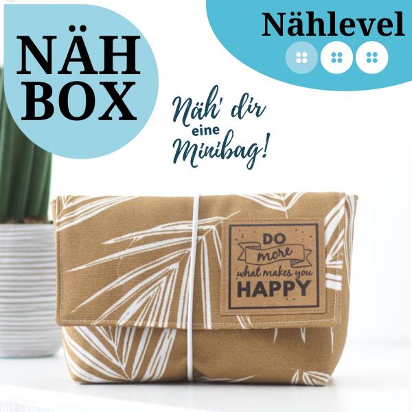 Nähset Minibag - Palmenblätter beige inkl. Labelset 'Fun'