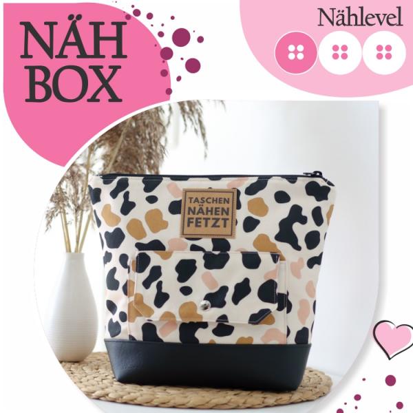 Nähbox große Kosmetiktasche - Leo inkl. Labelset 'Nähliebe'