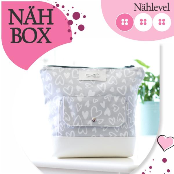 Nähbox große Kosmetiktasche - Lieblingsstück hellgrau