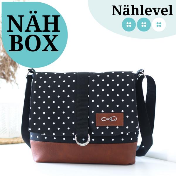 Nähset Tasche 'Katie' - Punkte schwarz