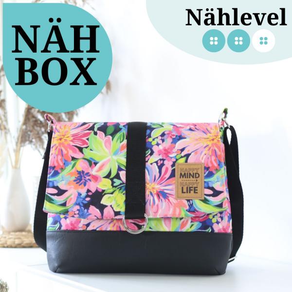 Nähset Tasche 'Katie' - Tropical Flowers inkl. Labelset 'Statement'