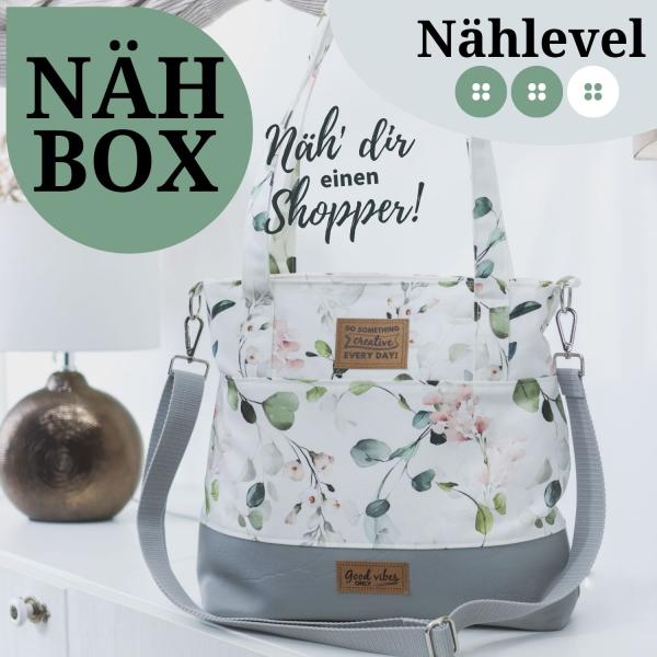 Nähbox Shopper - Eukalyptus korall inkl. Labelset 'Floral'
