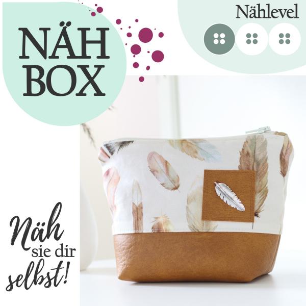 Nähbox Kosmetiktasche - Feathers Cream