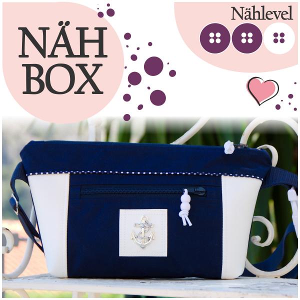 Nähbox Gürteltasche 'Ida' - Waxed Blue & White