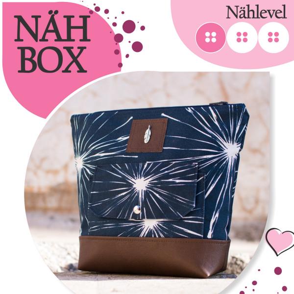 Nähbox große Kosmetiktasche - Pusteblume Navy