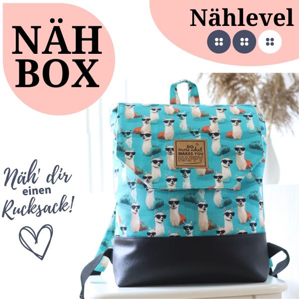 Nähbox Rucksack - Lama inkl. Labelset 'Fun'
