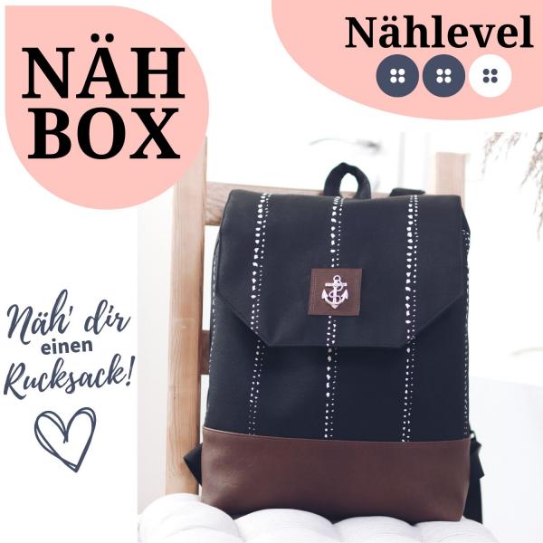 Nähbox Rucksack - Waterdrops Schwarz