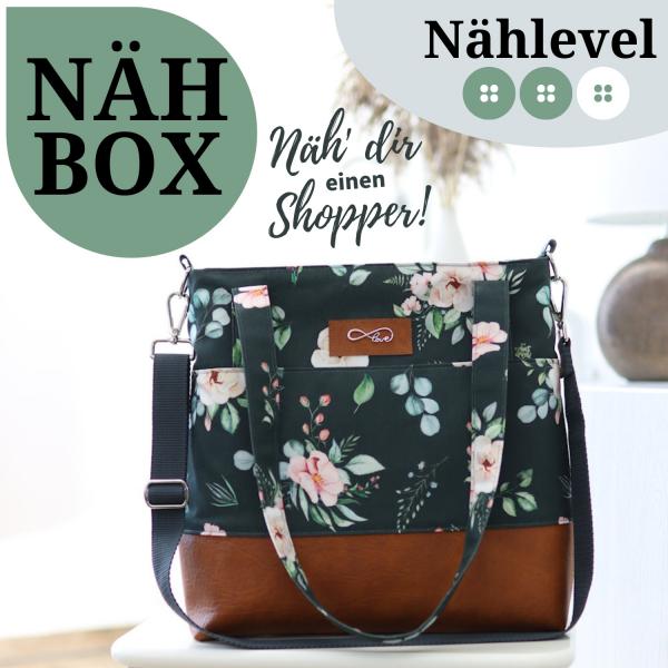 Nähbox Shopper - Aquarell Dunkelgrün