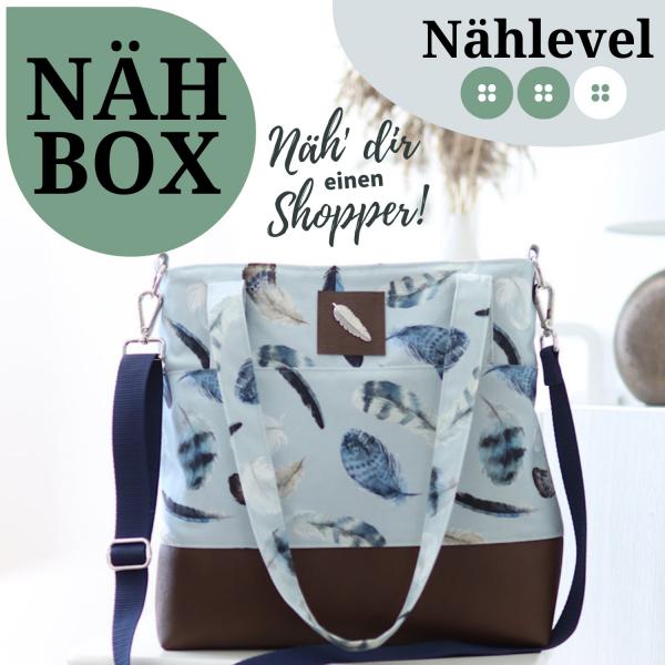 Nähbox Shopper - Feathers Blue