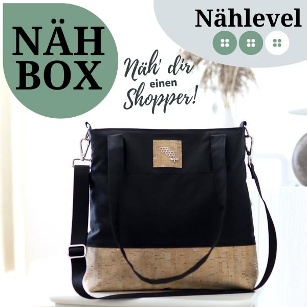 Nähbox Shopper - Waxed Black & Kork