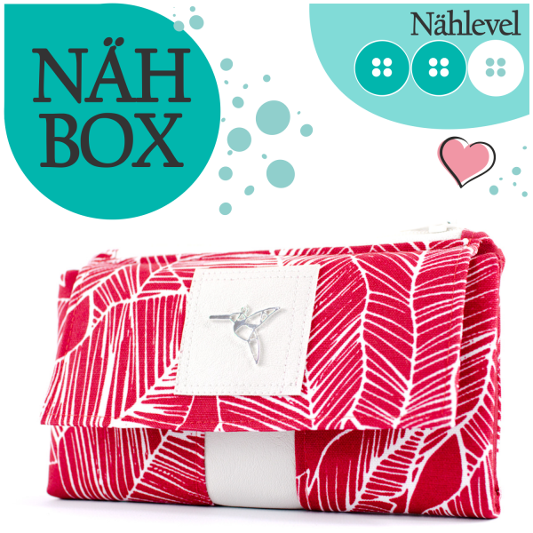 Nähbox 'Smaragd Geldbörse' - Blattwerk Rot