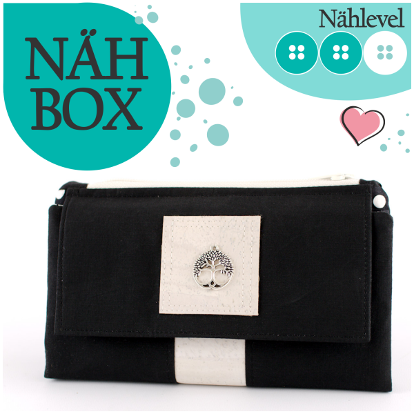 Nähbox 'Smaragd Geldbörse' - Waxed Black & White