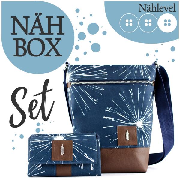 Nähbox Set - Umhängetasche & Geldbörse - Pusteblume Navy