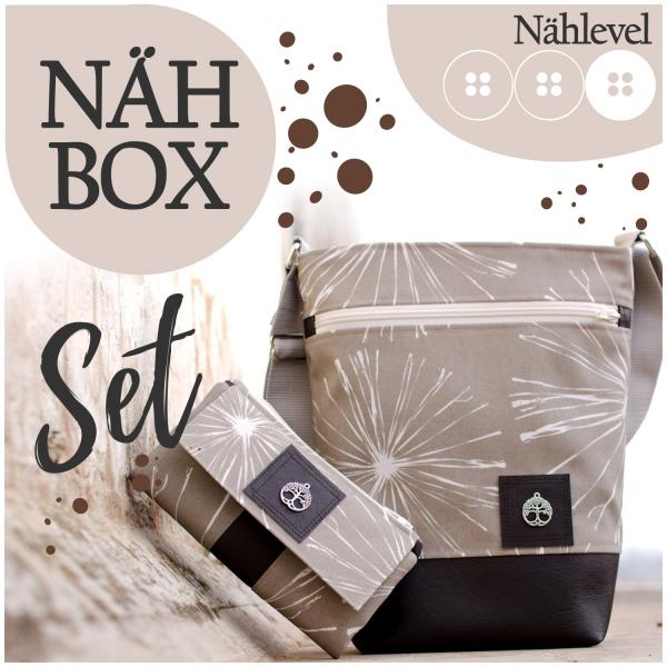 Nähbox Set - Umhängetasche & Geldbörse - Pusteblume Taupe