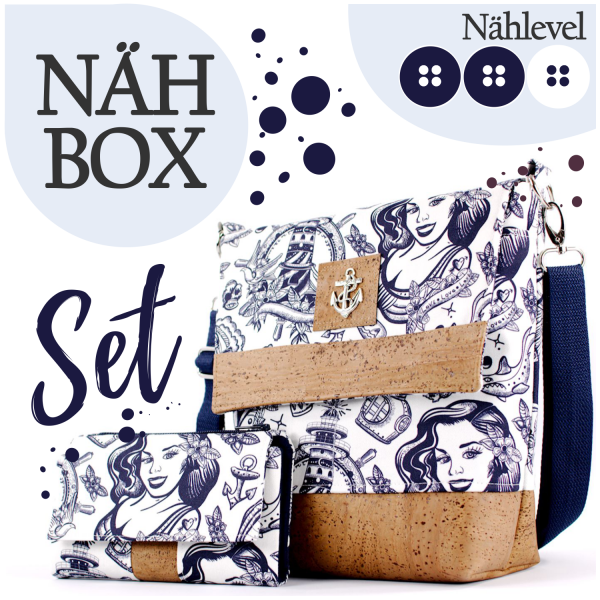 Nähbox Set - Amber & Geldbörse - Raue See