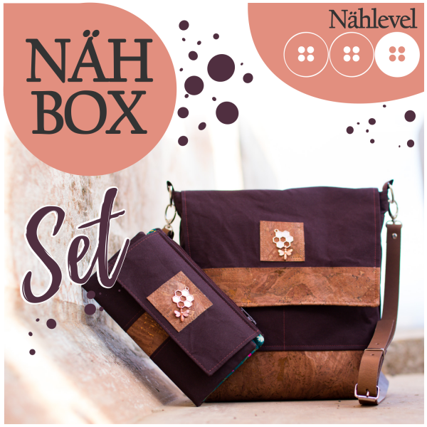 Nähbox Set - Amber & Geldbörse - Waxed Maroon