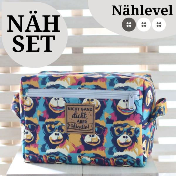 Nähset Boxybag 'Maxi' - Affentheater inkl. Labelset 'C'est la vie!'