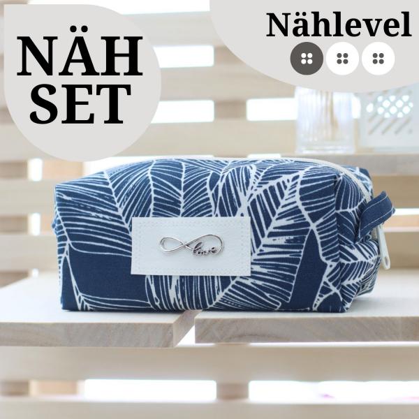 Nähset Boxybag 'Mini' - Blattwerk navy
