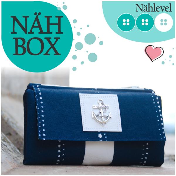 Nähbox 'Smaragd Geldbörse' - Waterdrops Navy