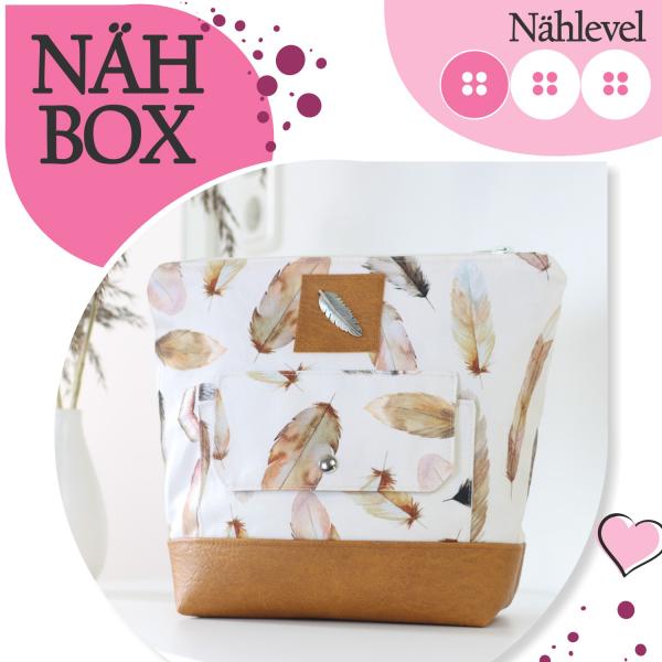 Nähbox große Kosmetiktasche - Feathers Cream