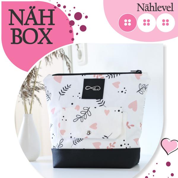 Nähbox große Kosmetiktasche - Herzblatt